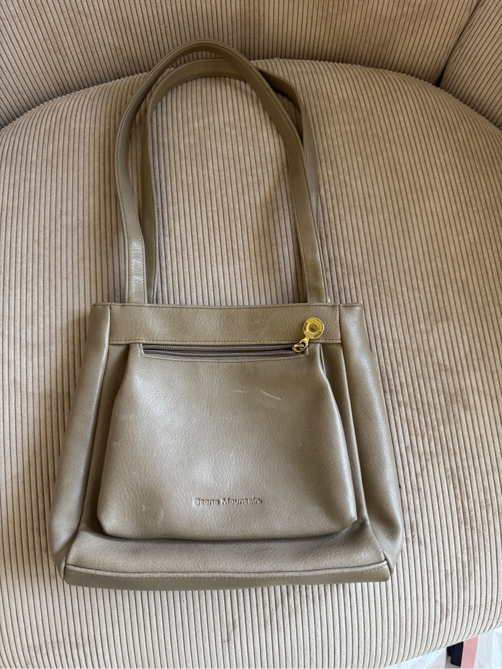 Stone Mountain Accessories Taupe Shoulder Bag with Gold Hardware